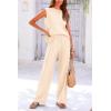 imagePRETTYGARDEN Womens 2 Piece Outfits Knit Loungewear High Low Pullover Tops and Wide Leg Pants Casual Sweater Sets TracksuitsApricot