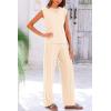 imagePRETTYGARDEN Womens 2 Piece Outfits Knit Loungewear High Low Pullover Tops and Wide Leg Pants Casual Sweater Sets TracksuitsApricot