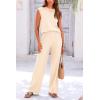 imagePRETTYGARDEN Womens 2 Piece Outfits Knit Loungewear High Low Pullover Tops and Wide Leg Pants Casual Sweater Sets TracksuitsApricot