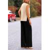 imagePRETTYGARDEN Womens 2 Piece Outfits Knit Loungewear High Low Pullover Tops and Wide Leg Pants Casual Sweater Sets TracksuitsApricot Black