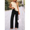 imagePRETTYGARDEN Womens 2 Piece Outfits Knit Loungewear High Low Pullover Tops and Wide Leg Pants Casual Sweater Sets TracksuitsApricot Black