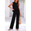 imagePRETTYGARDEN Womens 2 Piece Outfits Knit Loungewear High Low Pullover Tops and Wide Leg Pants Casual Sweater Sets TracksuitsBlack