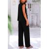 imagePRETTYGARDEN Womens 2 Piece Outfits Knit Loungewear High Low Pullover Tops and Wide Leg Pants Casual Sweater Sets TracksuitsBlack