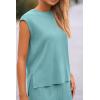 imagePRETTYGARDEN Womens 2 Piece Outfits Knit Loungewear High Low Pullover Tops and Wide Leg Pants Casual Sweater Sets TracksuitsBlue Green