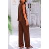 imagePRETTYGARDEN Womens 2 Piece Outfits Knit Loungewear High Low Pullover Tops and Wide Leg Pants Casual Sweater Sets TracksuitsCoffee