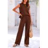 imagePRETTYGARDEN Womens 2 Piece Outfits Knit Loungewear High Low Pullover Tops and Wide Leg Pants Casual Sweater Sets TracksuitsCoffee