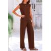 imagePRETTYGARDEN Womens 2 Piece Outfits Knit Loungewear High Low Pullover Tops and Wide Leg Pants Casual Sweater Sets TracksuitsCoffee