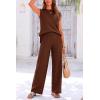 imagePRETTYGARDEN Womens 2 Piece Outfits Knit Loungewear High Low Pullover Tops and Wide Leg Pants Casual Sweater Sets TracksuitsCoffee
