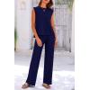 imagePRETTYGARDEN Womens 2 Piece Outfits Knit Loungewear High Low Pullover Tops and Wide Leg Pants Casual Sweater Sets TracksuitsDark Blue