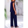 imagePRETTYGARDEN Womens 2 Piece Outfits Knit Loungewear High Low Pullover Tops and Wide Leg Pants Casual Sweater Sets TracksuitsDark Blue