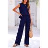 imagePRETTYGARDEN Womens 2 Piece Outfits Knit Loungewear High Low Pullover Tops and Wide Leg Pants Casual Sweater Sets TracksuitsDark Blue