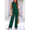 imagePRETTYGARDEN Womens 2 Piece Outfits Knit Loungewear High Low Pullover Tops and Wide Leg Pants Casual Sweater Sets TracksuitsDark Green