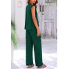 imagePRETTYGARDEN Womens 2 Piece Outfits Knit Loungewear High Low Pullover Tops and Wide Leg Pants Casual Sweater Sets TracksuitsDark Green