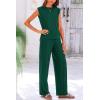 imagePRETTYGARDEN Womens 2 Piece Outfits Knit Loungewear High Low Pullover Tops and Wide Leg Pants Casual Sweater Sets TracksuitsDark Green