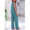 imagePRETTYGARDEN Womens 2 Piece Outfits Knit Loungewear High Low Pullover Tops and Wide Leg Pants Casual Sweater Sets TracksuitsLake Blue