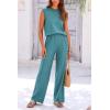 imagePRETTYGARDEN Womens 2 Piece Outfits Knit Loungewear High Low Pullover Tops and Wide Leg Pants Casual Sweater Sets TracksuitsLake Blue
