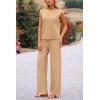 imagePRETTYGARDEN Womens 2 Piece Outfits Knit Loungewear High Low Pullover Tops and Wide Leg Pants Casual Sweater Sets TracksuitsLight Camel