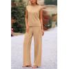 imagePRETTYGARDEN Womens 2 Piece Outfits Knit Loungewear High Low Pullover Tops and Wide Leg Pants Casual Sweater Sets TracksuitsLight Camel