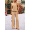 imagePRETTYGARDEN Womens 2 Piece Outfits Knit Loungewear High Low Pullover Tops and Wide Leg Pants Casual Sweater Sets TracksuitsLight Camel
