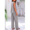 imagePRETTYGARDEN Womens 2 Piece Outfits Knit Loungewear High Low Pullover Tops and Wide Leg Pants Casual Sweater Sets TracksuitsLight Grey