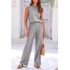 imagePRETTYGARDEN Womens 2 Piece Outfits Knit Loungewear High Low Pullover Tops and Wide Leg Pants Casual Sweater Sets TracksuitsLight Grey
