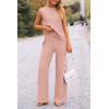 imagePRETTYGARDEN Womens 2 Piece Outfits Knit Loungewear High Low Pullover Tops and Wide Leg Pants Casual Sweater Sets TracksuitsLight Pink