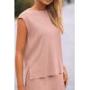 imagePRETTYGARDEN Womens 2 Piece Outfits Knit Loungewear High Low Pullover Tops and Wide Leg Pants Casual Sweater Sets TracksuitsLight Pink