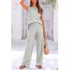 imagePRETTYGARDEN Womens 2 Piece Outfits Knit Loungewear High Low Pullover Tops and Wide Leg Pants Casual Sweater Sets TracksuitsSilver Grey