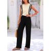 imagePRETTYGARDEN Womens 2 Piece Outfits Knit Loungewear High Low Pullover Tops and Wide Leg Pants Casual Sweater Sets TracksuitsStriped Apricot Black