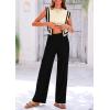 imagePRETTYGARDEN Womens 2 Piece Outfits Knit Loungewear High Low Pullover Tops and Wide Leg Pants Casual Sweater Sets TracksuitsStriped Apricot Black