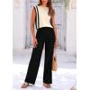 imagePRETTYGARDEN Womens 2 Piece Outfits Knit Loungewear High Low Pullover Tops and Wide Leg Pants Casual Sweater Sets TracksuitsStriped Apricot Black