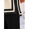 imagePRETTYGARDEN Womens 2 Piece Outfits Knit Loungewear High Low Pullover Tops and Wide Leg Pants Casual Sweater Sets TracksuitsStriped Apricot Black
