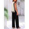 imagePRETTYGARDEN Womens 2 Piece Outfits Knit Loungewear High Low Pullover Tops and Wide Leg Pants Casual Sweater Sets TracksuitsStriped Apricot Black