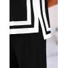 imagePRETTYGARDEN Womens 2 Piece Outfits Knit Loungewear High Low Pullover Tops and Wide Leg Pants Casual Sweater Sets TracksuitsStriped Black White