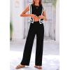 imagePRETTYGARDEN Womens 2 Piece Outfits Knit Loungewear High Low Pullover Tops and Wide Leg Pants Casual Sweater Sets TracksuitsStriped Black White