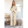 imagePRETTYGARDEN Womens 2 Piece Tracksuit Outfits 2024 Fall Knit Sweater And Wide Leg Pants Sweatsuit Lounge SetsBeige