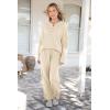 imagePRETTYGARDEN Womens 2 Piece Tracksuit Outfits 2024 Fall Knit Sweater And Wide Leg Pants Sweatsuit Lounge SetsBeige