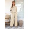 imagePRETTYGARDEN Womens 2 Piece Tracksuit Outfits 2024 Fall Knit Sweater And Wide Leg Pants Sweatsuit Lounge SetsBeige