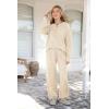 imagePRETTYGARDEN Womens 2 Piece Tracksuit Outfits 2024 Fall Knit Sweater And Wide Leg Pants Sweatsuit Lounge SetsBeige