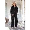 imagePRETTYGARDEN Womens 2 Piece Tracksuit Outfits 2024 Fall Knit Sweater And Wide Leg Pants Sweatsuit Lounge SetsBlack