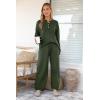 imagePRETTYGARDEN Womens 2 Piece Tracksuit Outfits 2024 Fall Knit Sweater And Wide Leg Pants Sweatsuit Lounge SetsDark Army Green