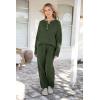 imagePRETTYGARDEN Womens 2 Piece Tracksuit Outfits 2024 Fall Knit Sweater And Wide Leg Pants Sweatsuit Lounge SetsDark Army Green