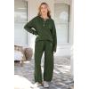 imagePRETTYGARDEN Womens 2 Piece Tracksuit Outfits 2024 Fall Knit Sweater And Wide Leg Pants Sweatsuit Lounge SetsDark Army Green