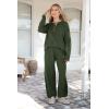 imagePRETTYGARDEN Womens 2 Piece Tracksuit Outfits 2024 Fall Knit Sweater And Wide Leg Pants Sweatsuit Lounge SetsDark Army Green