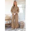 imagePRETTYGARDEN Womens 2 Piece Tracksuit Outfits 2024 Fall Knit Sweater And Wide Leg Pants Sweatsuit Lounge SetsKhaki