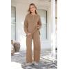 imagePRETTYGARDEN Womens 2 Piece Tracksuit Outfits 2024 Fall Knit Sweater And Wide Leg Pants Sweatsuit Lounge SetsKhaki