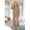 imagePRETTYGARDEN Womens 2 Piece Tracksuit Outfits 2024 Fall Knit Sweater And Wide Leg Pants Sweatsuit Lounge SetsKhaki