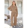 imagePRETTYGARDEN Womens 2 Piece Tracksuit Outfits 2024 Fall Knit Sweater And Wide Leg Pants Sweatsuit Lounge SetsKhaki