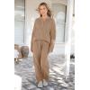 imagePRETTYGARDEN Womens 2 Piece Tracksuit Outfits 2024 Fall Knit Sweater And Wide Leg Pants Sweatsuit Lounge SetsKhaki