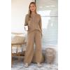 imagePRETTYGARDEN Womens 2 Piece Tracksuit Outfits 2024 Fall Knit Sweater And Wide Leg Pants Sweatsuit Lounge SetsKhaki